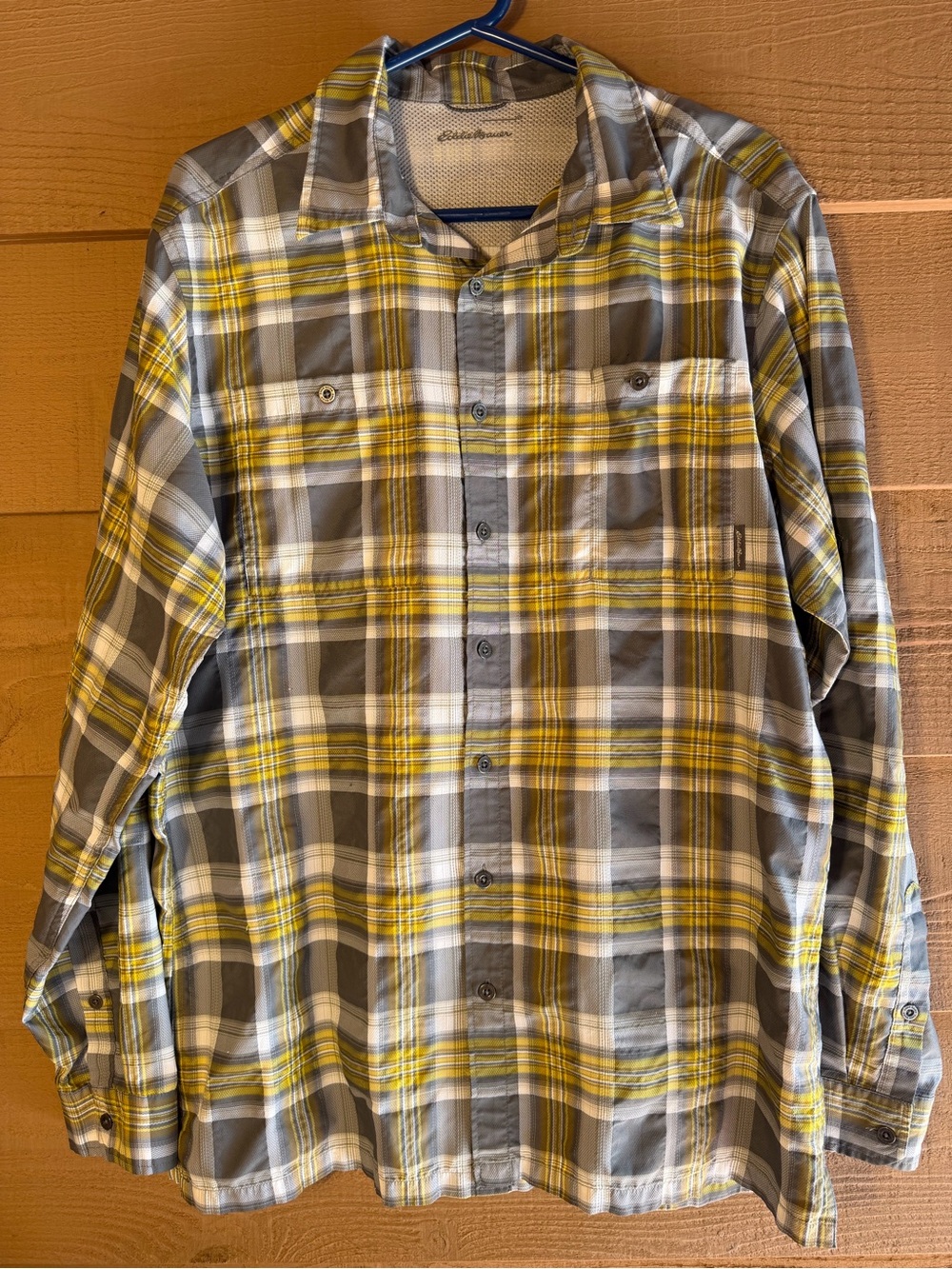 Eddie Bauer Technical Plaid Hiking Shirt Vented Back Men's XL L/XL Gorpcore